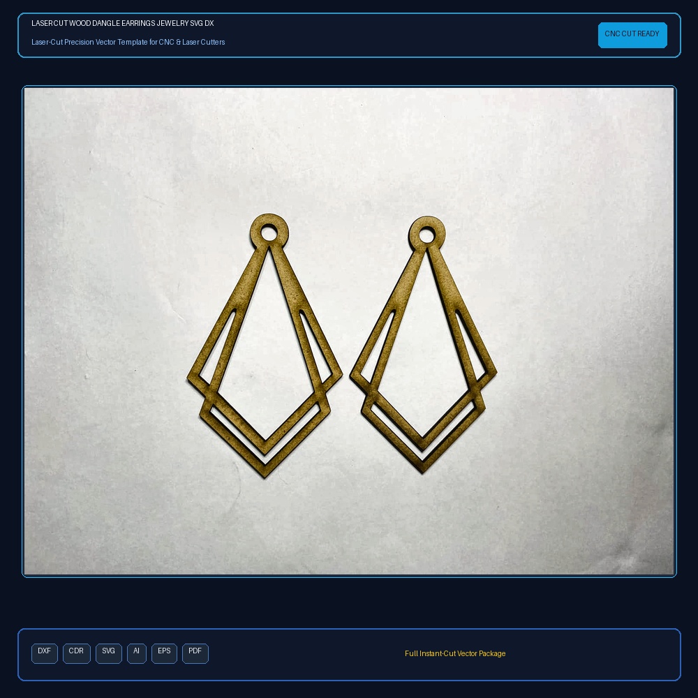 Laser Cut Wood Dangle Earrings Jewelry SVG DXF CDR AI PDF Free Download - 3axis.co