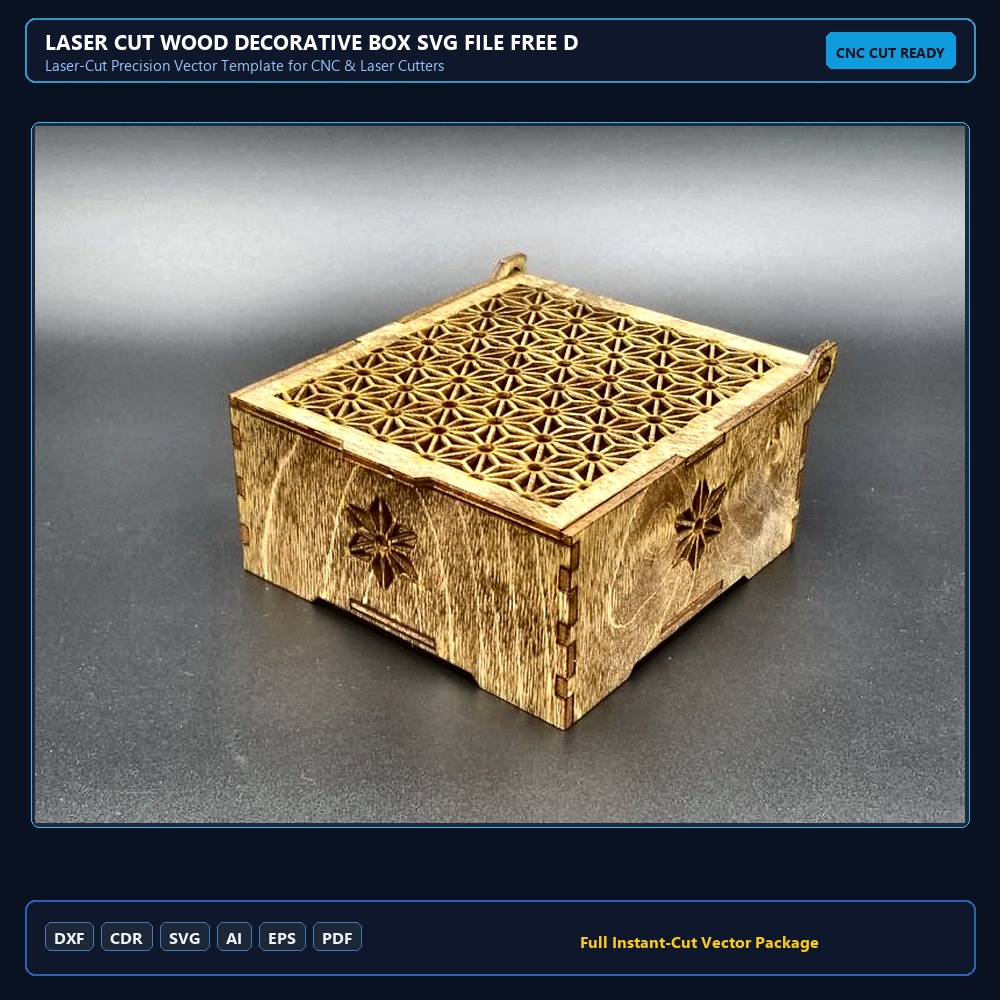 Laser Cut Wood Decorative Box SVG File Free Download - 3axis.co