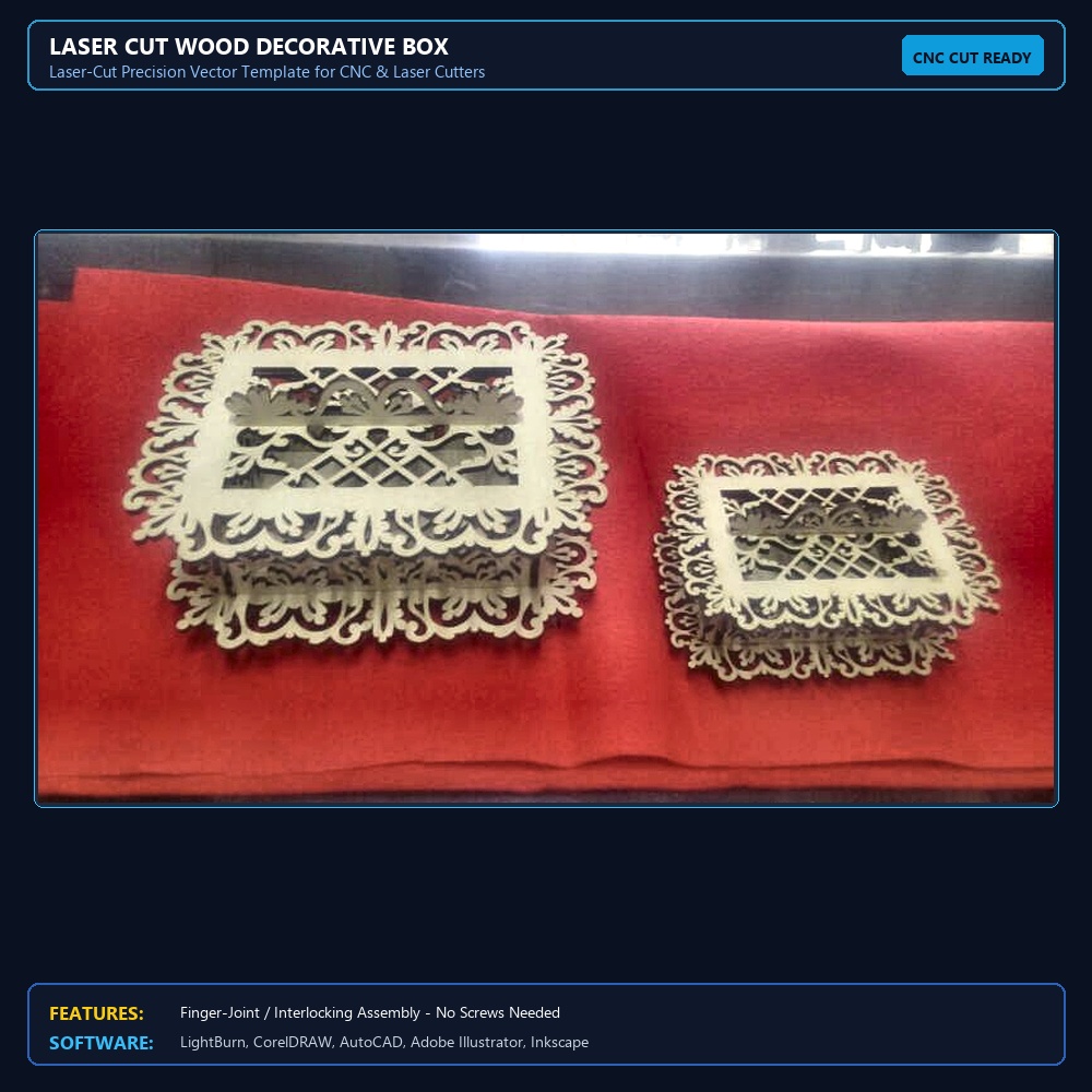 Laser Cut Wood Decorative Box View 3
