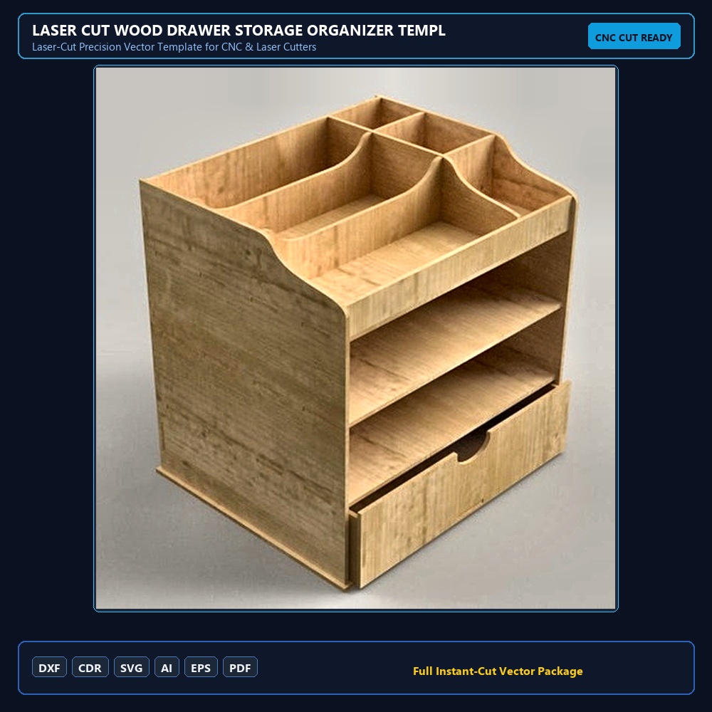 Laser Cut Wood Drawer Storage Organizer Template