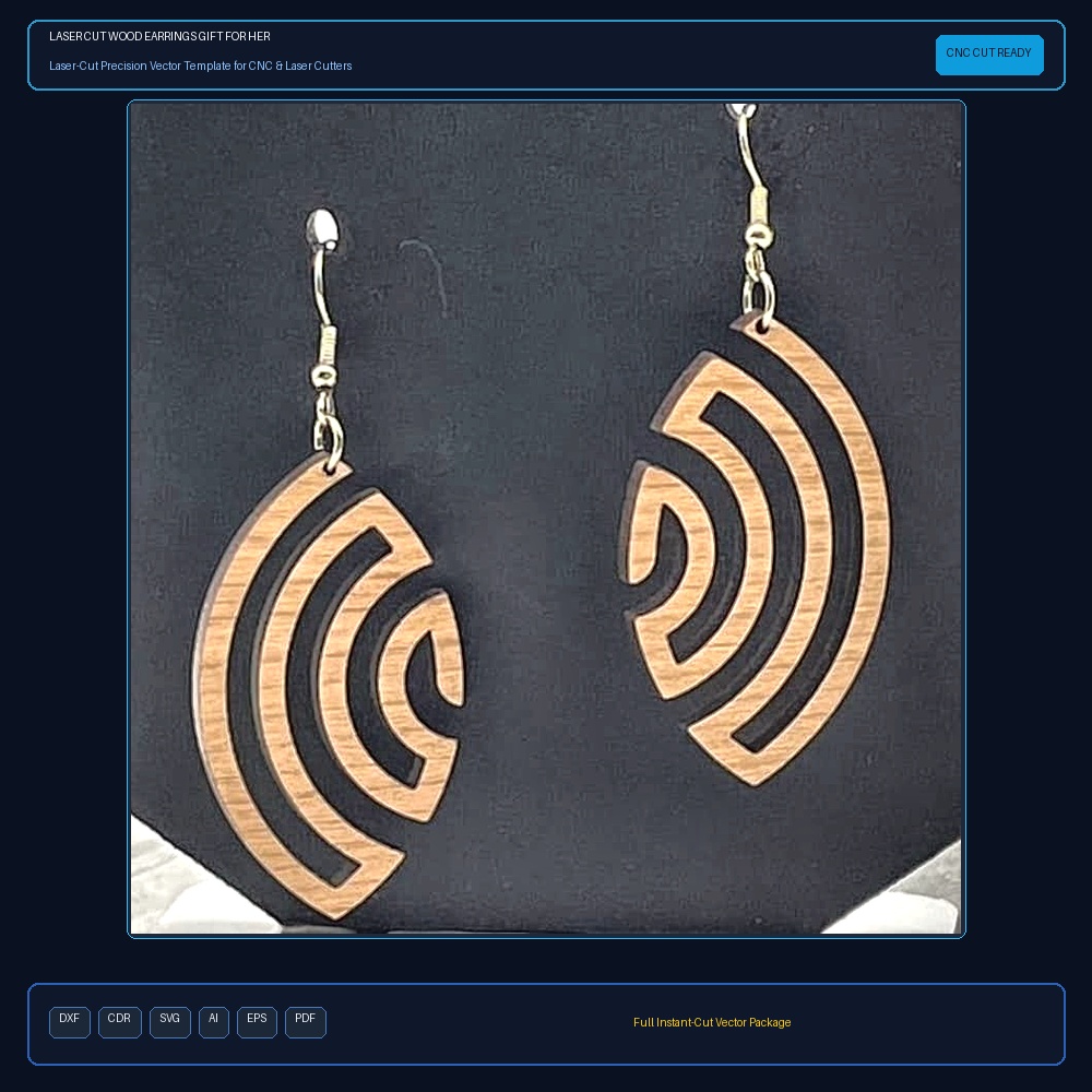 Laser Cut Wood Earrings Gift for Her