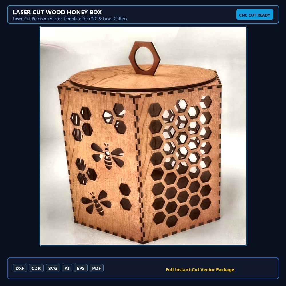 Laser Cut Wood Honey Box