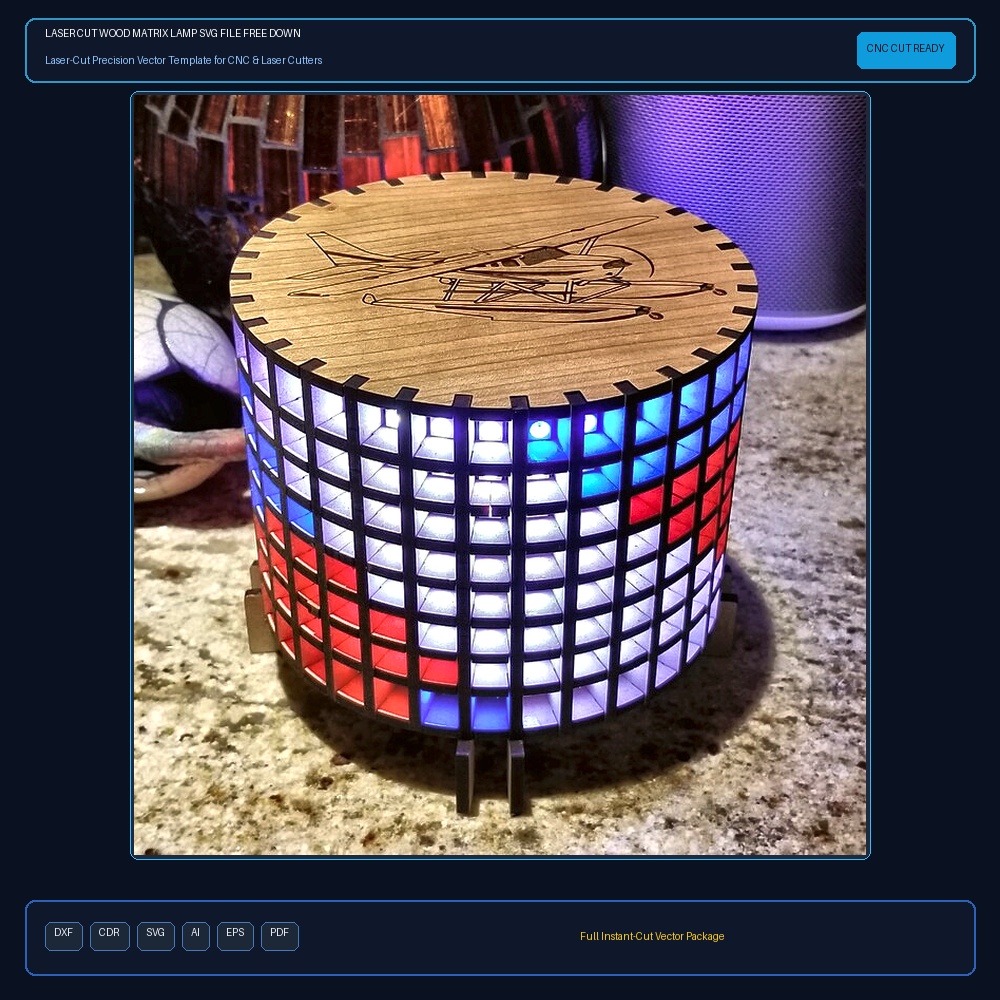 Laser Cut Wood Matrix Lamp SVG File Free Download - 3axis.co