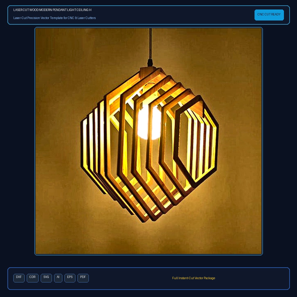 Laser Cut Wood Modern Pendant Light Ceiling Hanging Lamp