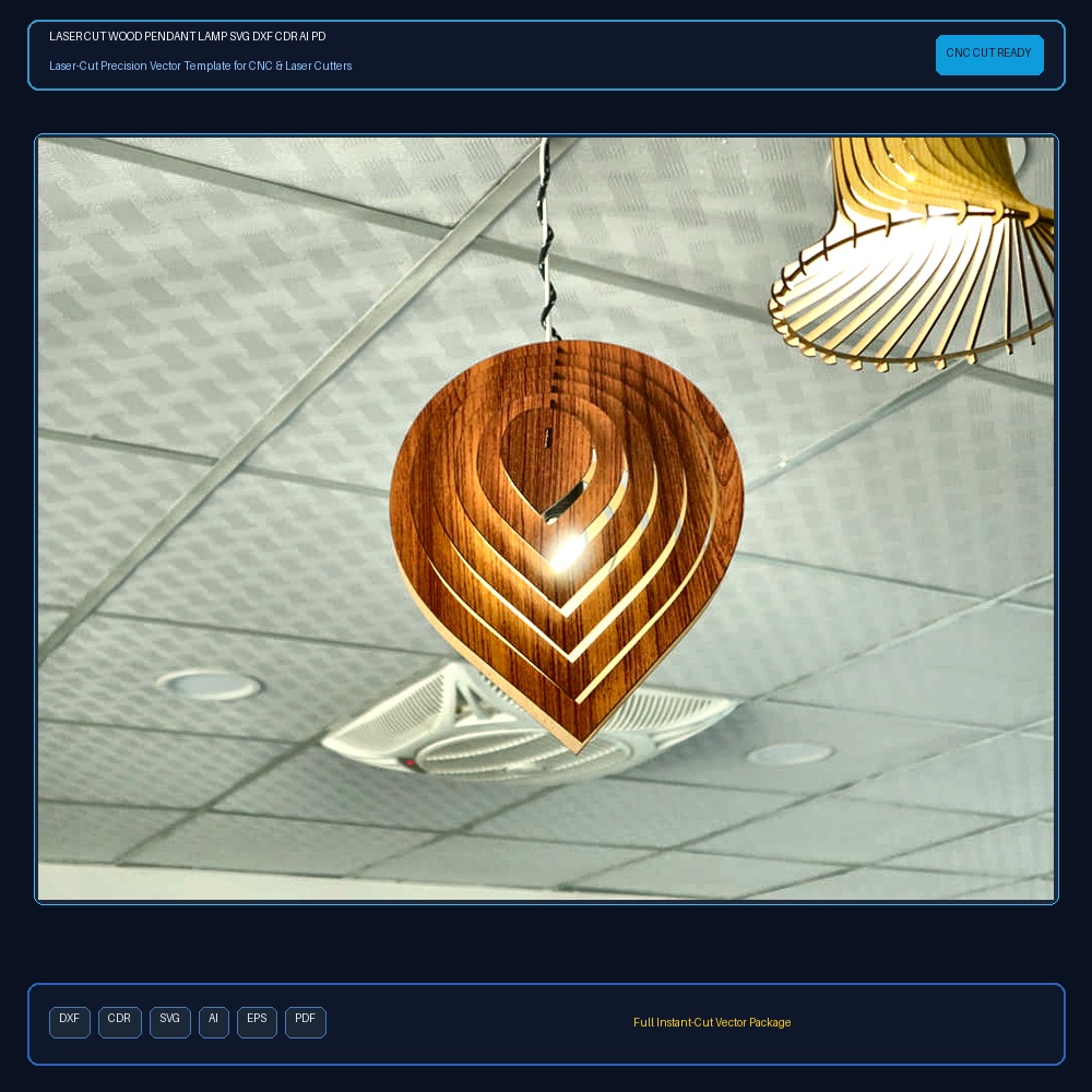 Laser Cut Wood Pendant Lamp SVG DXF CDR AI PDF Free Download - 3axis.co
