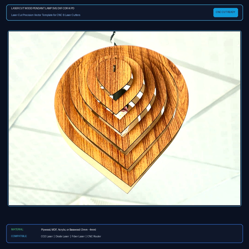 Laser Cut Wood Pendant Lamp SVG DXF CDR AI PDF Free Download - 3axis.co View 2