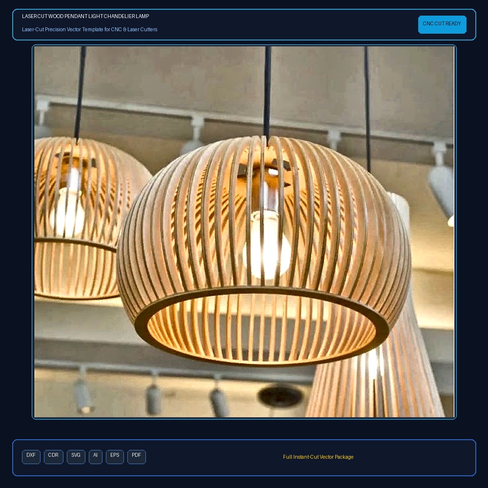 Laser Cut Wood Pendant Light Chandelier Lamp DXF File Free Download - 3axis.co