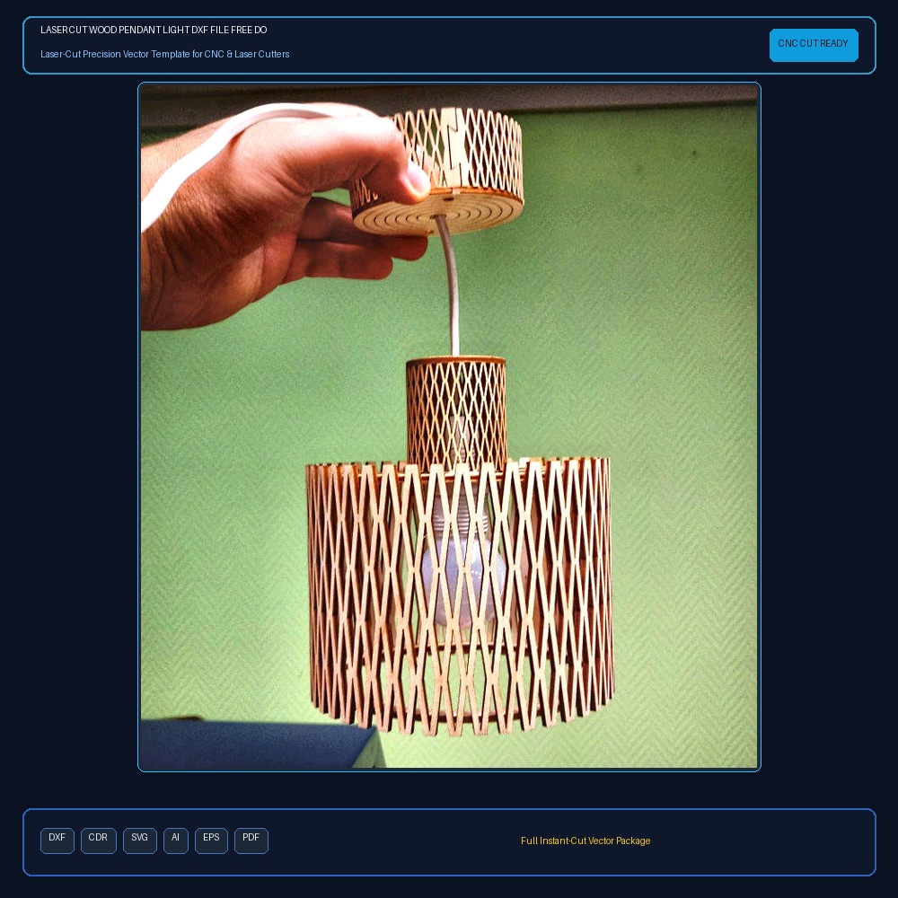 Laser Cut Wood Pendant Light DXF File Free Download - 3axis.co