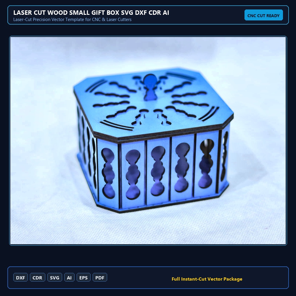 Laser Cut Wood Small Gift Box SVG DXF CDR AI PDF Free Download - 3axis.co