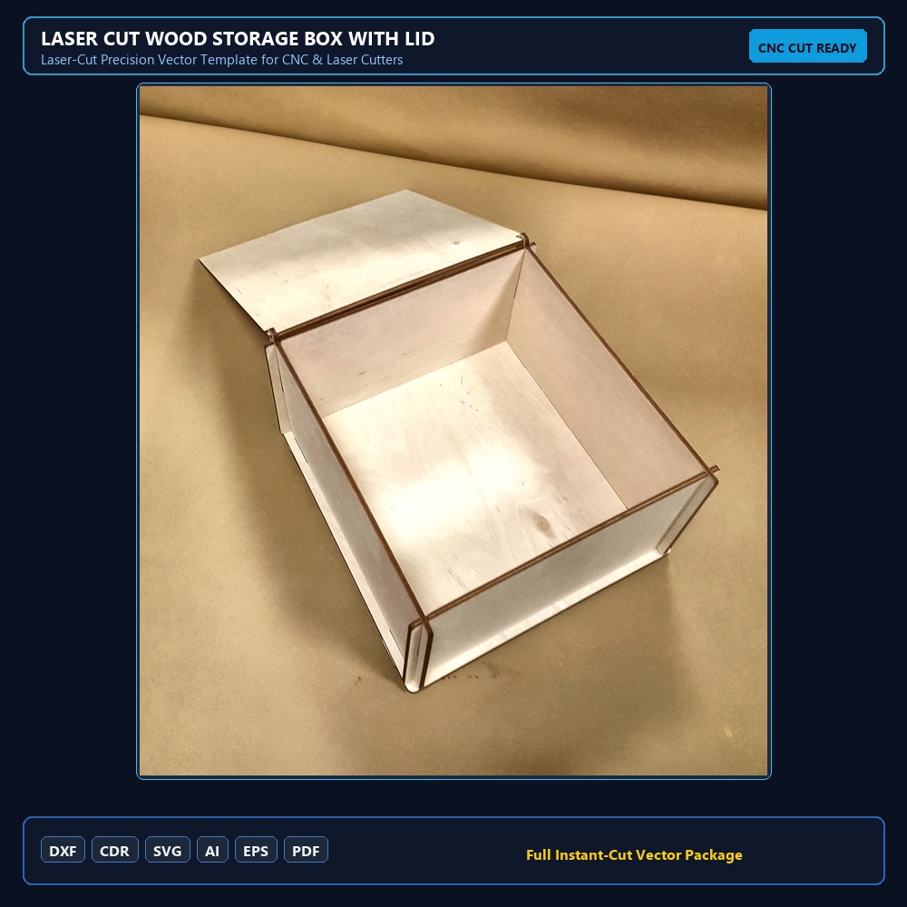 Laser Cut Wood Storage Box With Lid