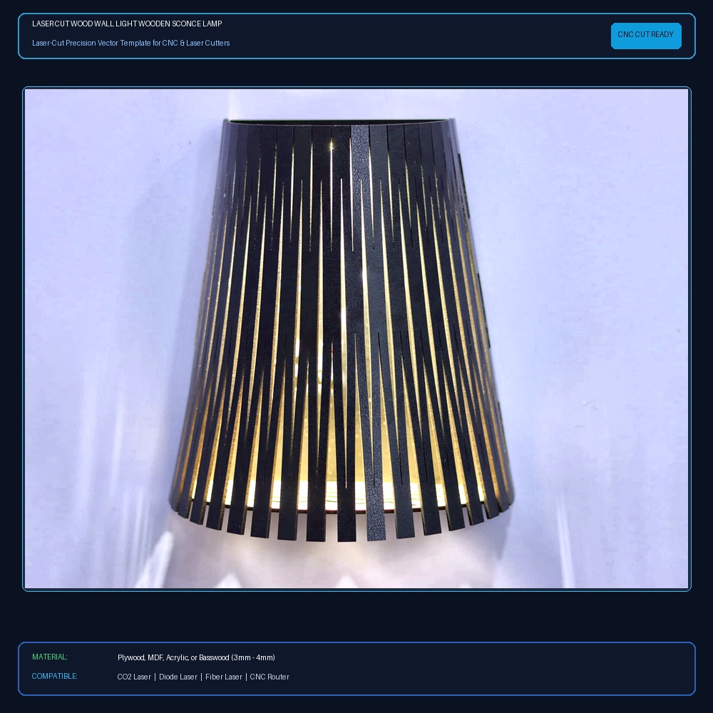 Laser Cut Wood Wall Light Wooden Sconce Lamp SVG DXF CDR AI PDF Free Download - 3axis.co View 2