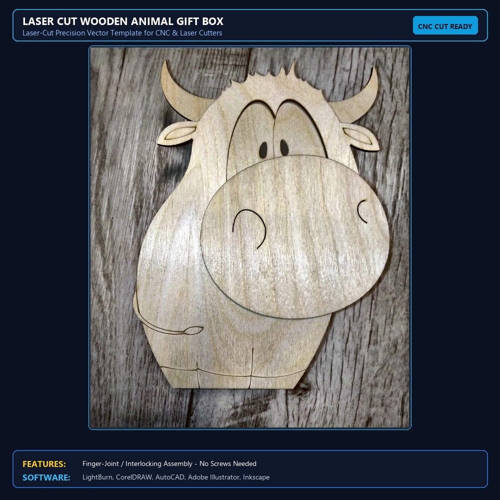 Laser Cut Wooden Animal Gift Box View 3