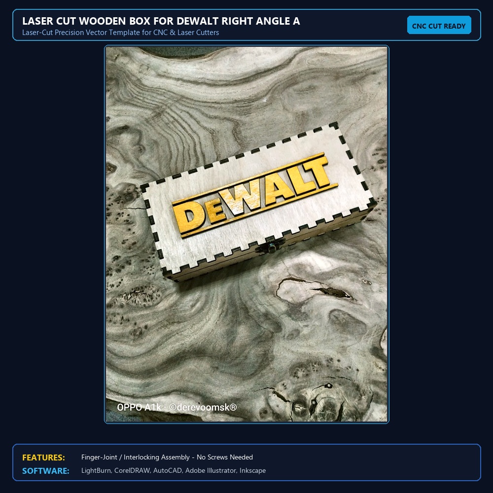 Laser Cut Wooden Box For DEWALT Right Angle Attachment View 4