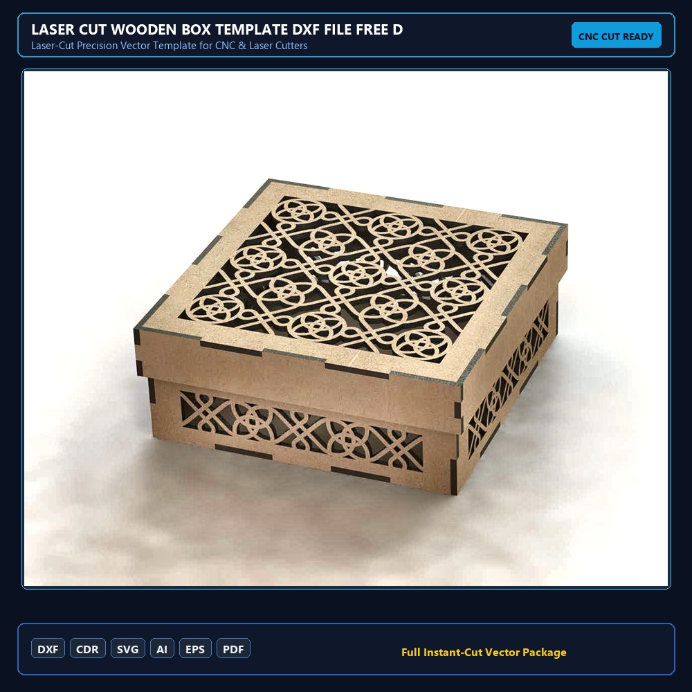 Laser Cut Wooden Box Template DXF File Free Download - 3axis.co