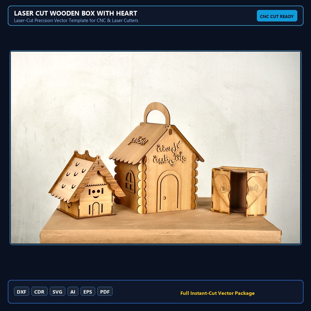 Laser Cut Wooden Box With Heart