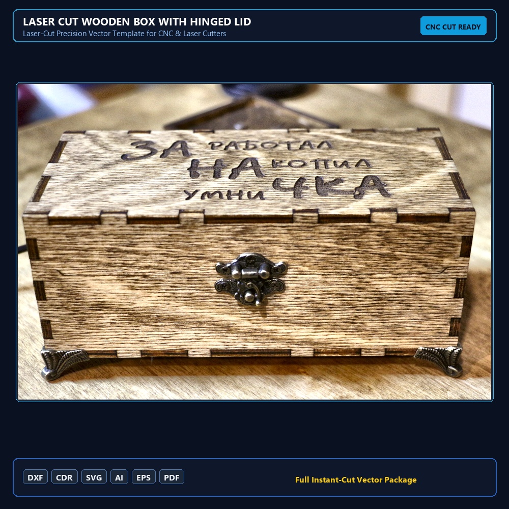 Laser Cut Wooden Box With Hinged Lid