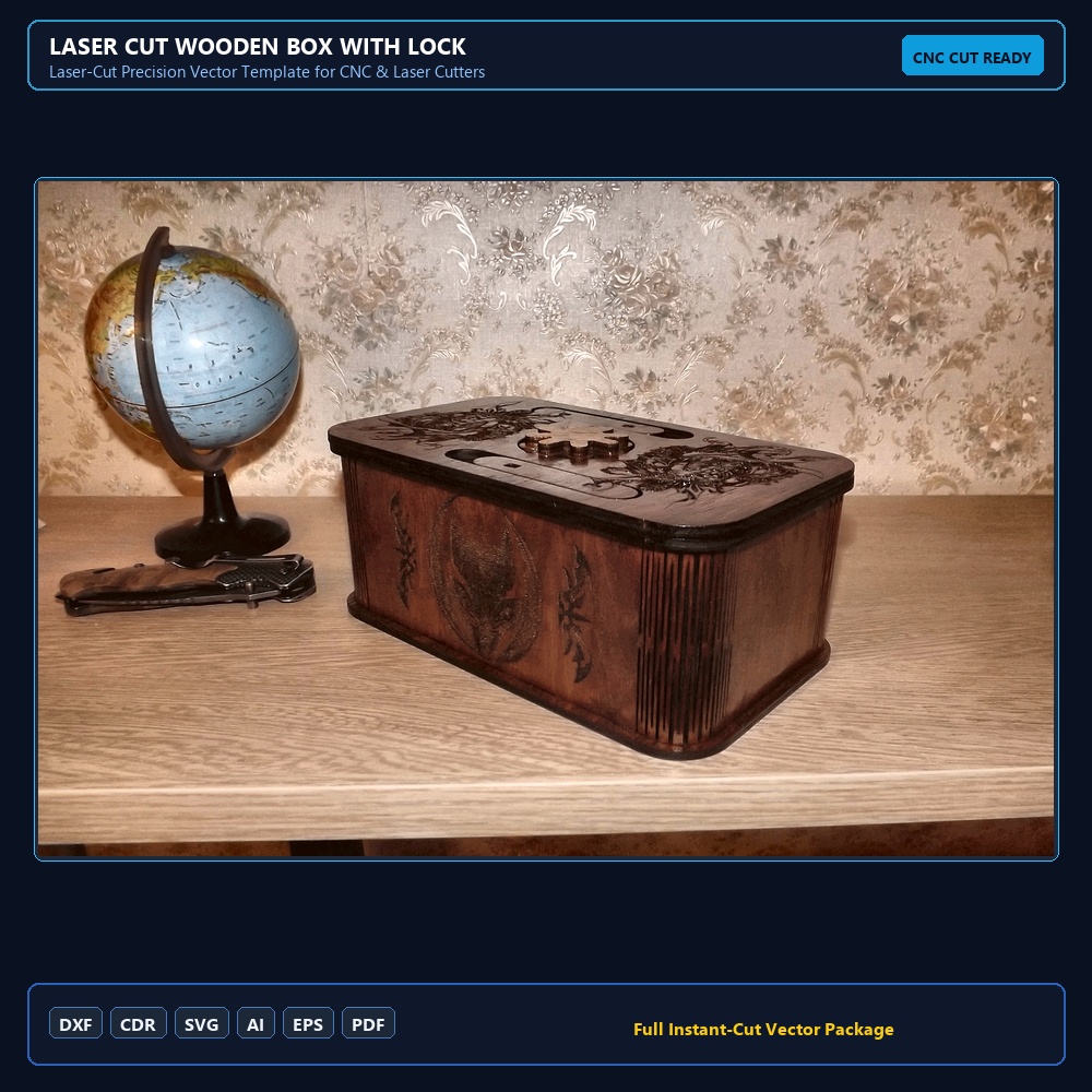 Laser Cut Wooden Box With Lock