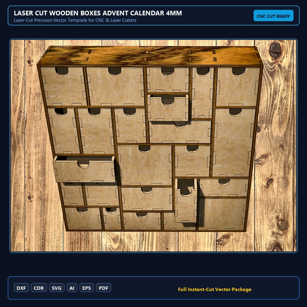 Laser Cut Wooden Boxes Advent Calendar 4mm