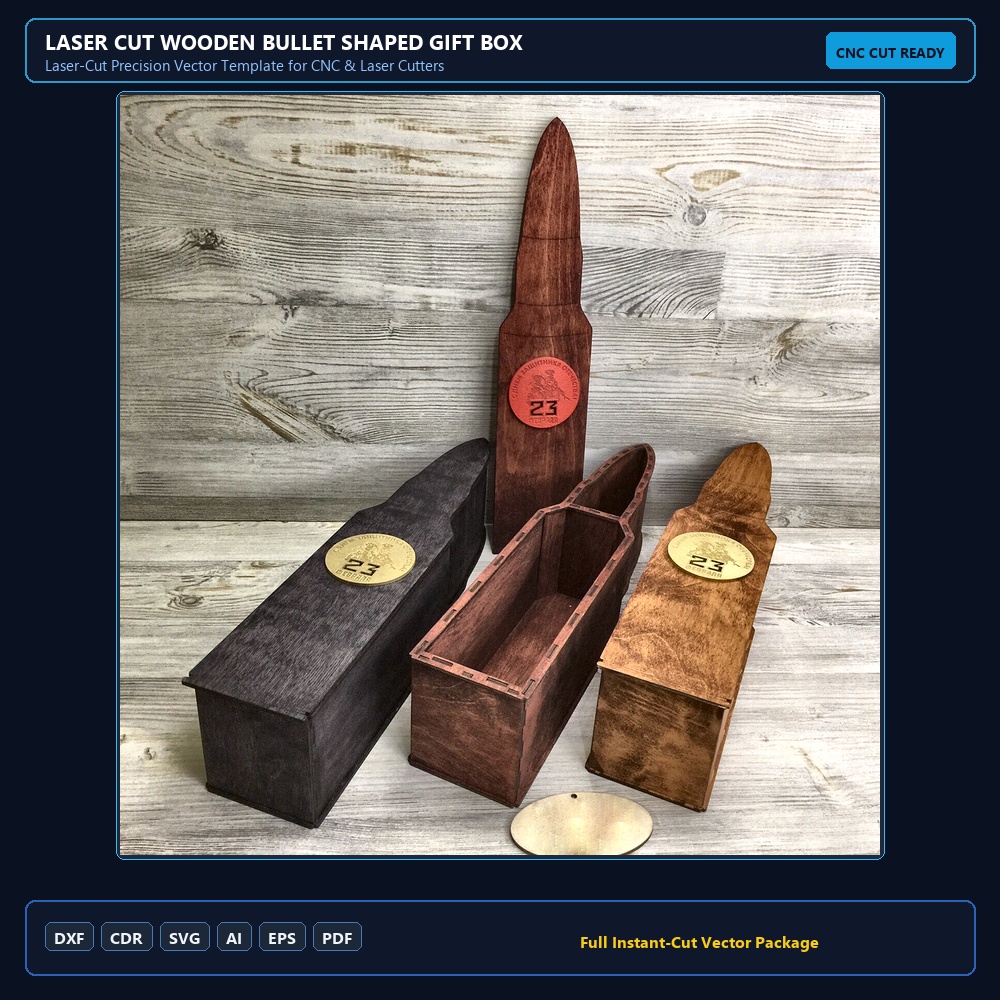 Laser Cut Wooden Bullet Shaped Gift Box