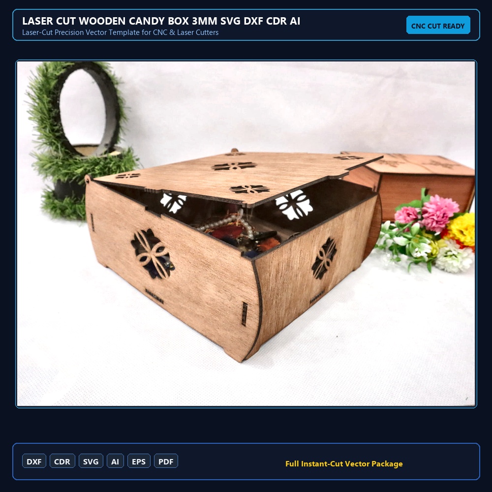 Laser Cut Wooden Candy Box 3mm SVG DXF CDR AI PDF Free Download - 3axis.co
