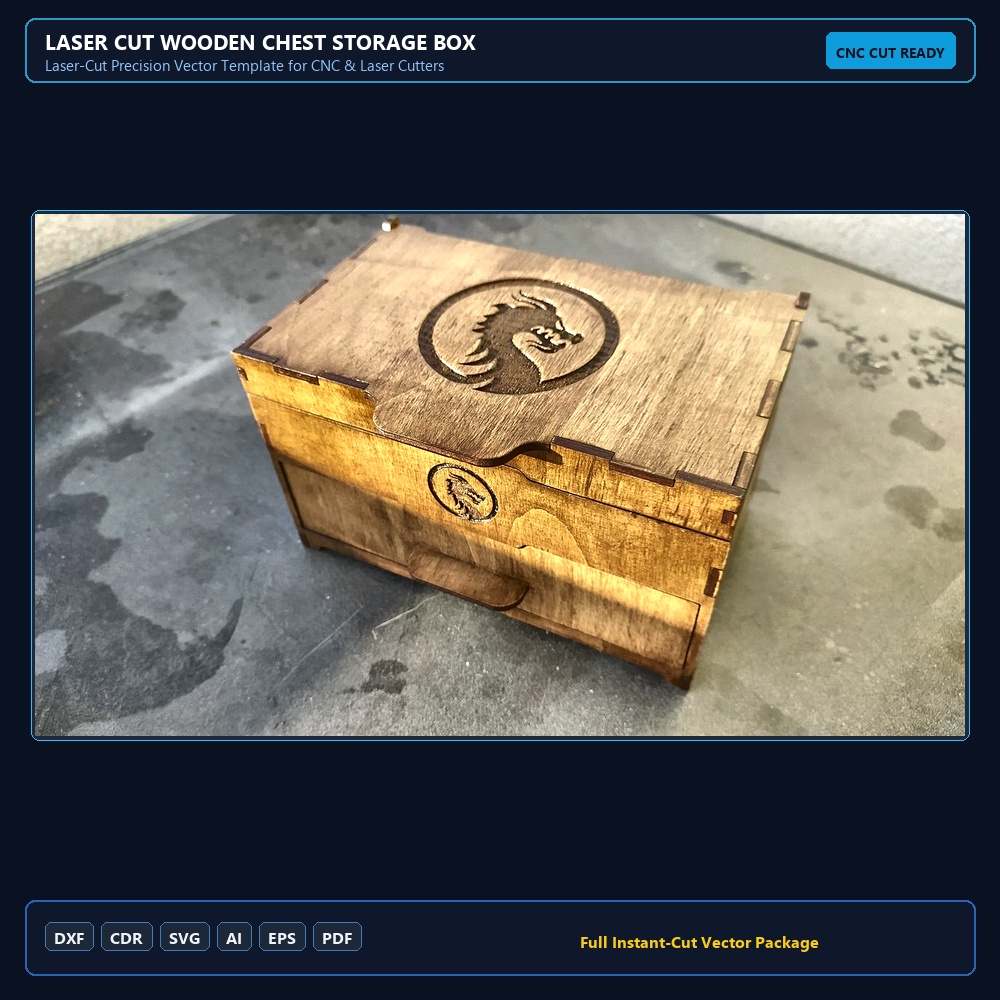 Laser Cut Wooden Chest Storage Box