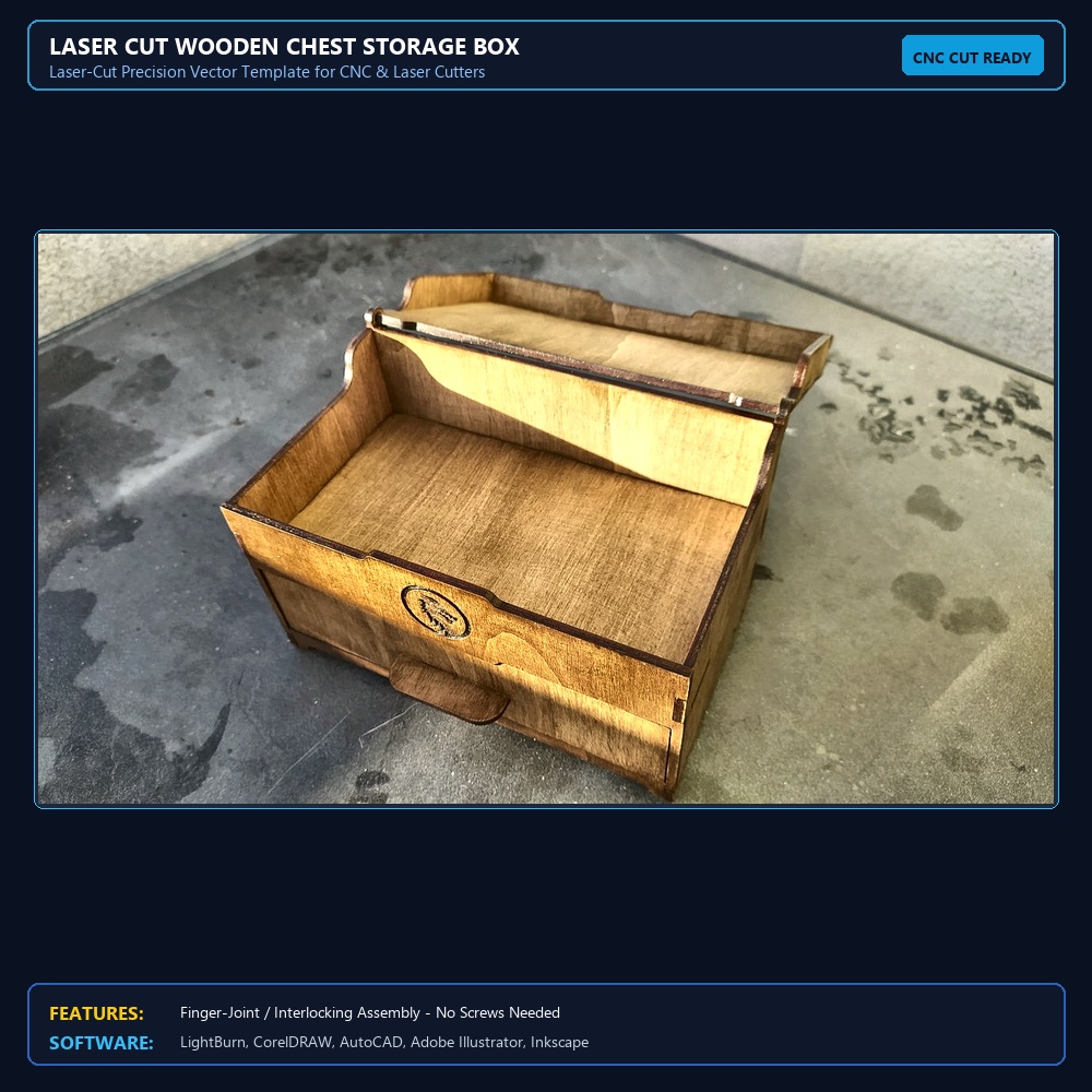 Laser Cut Wooden Chest Storage Box View 3