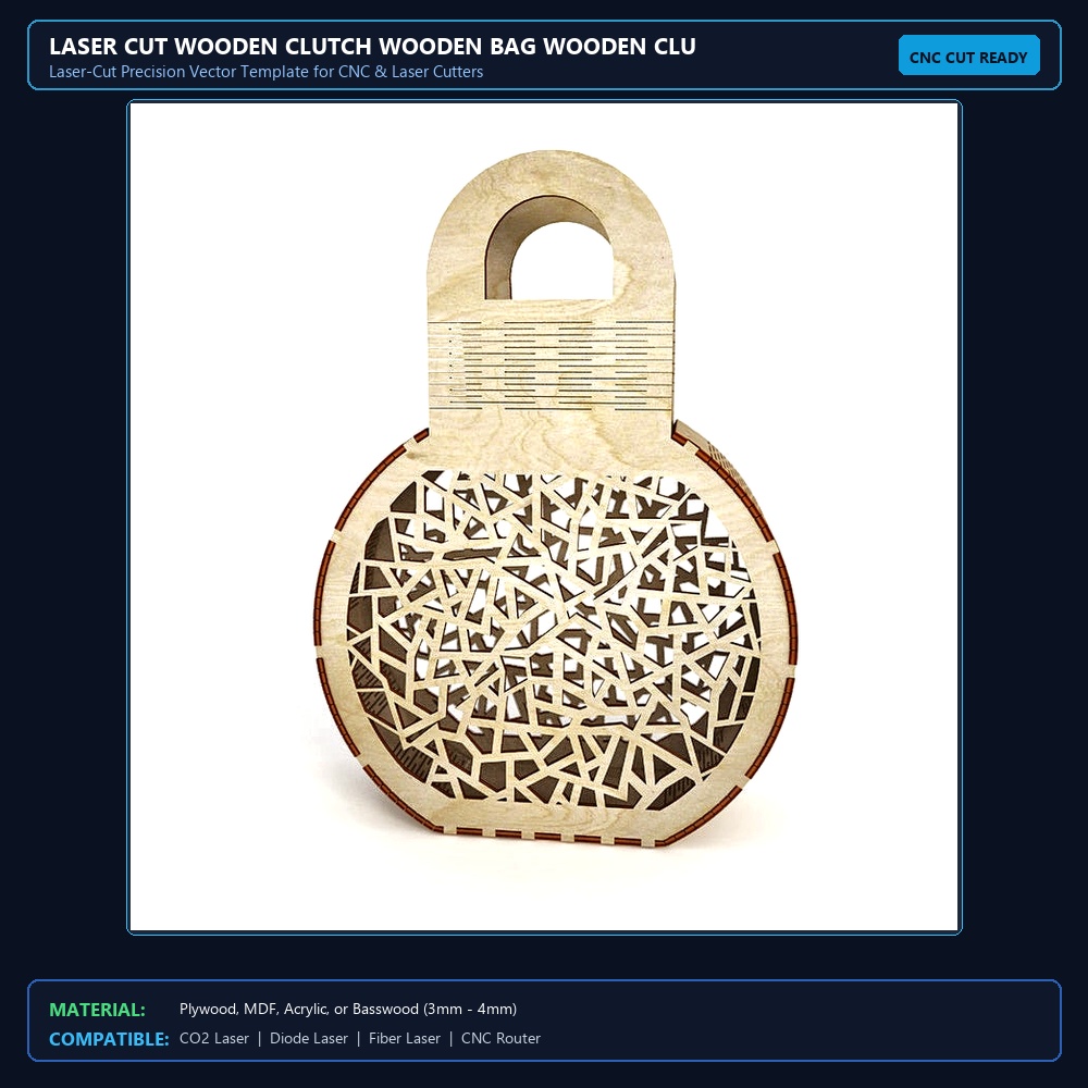 Laser Cut Wooden Clutch Wooden Bag Wooden Clutch Bag View 2