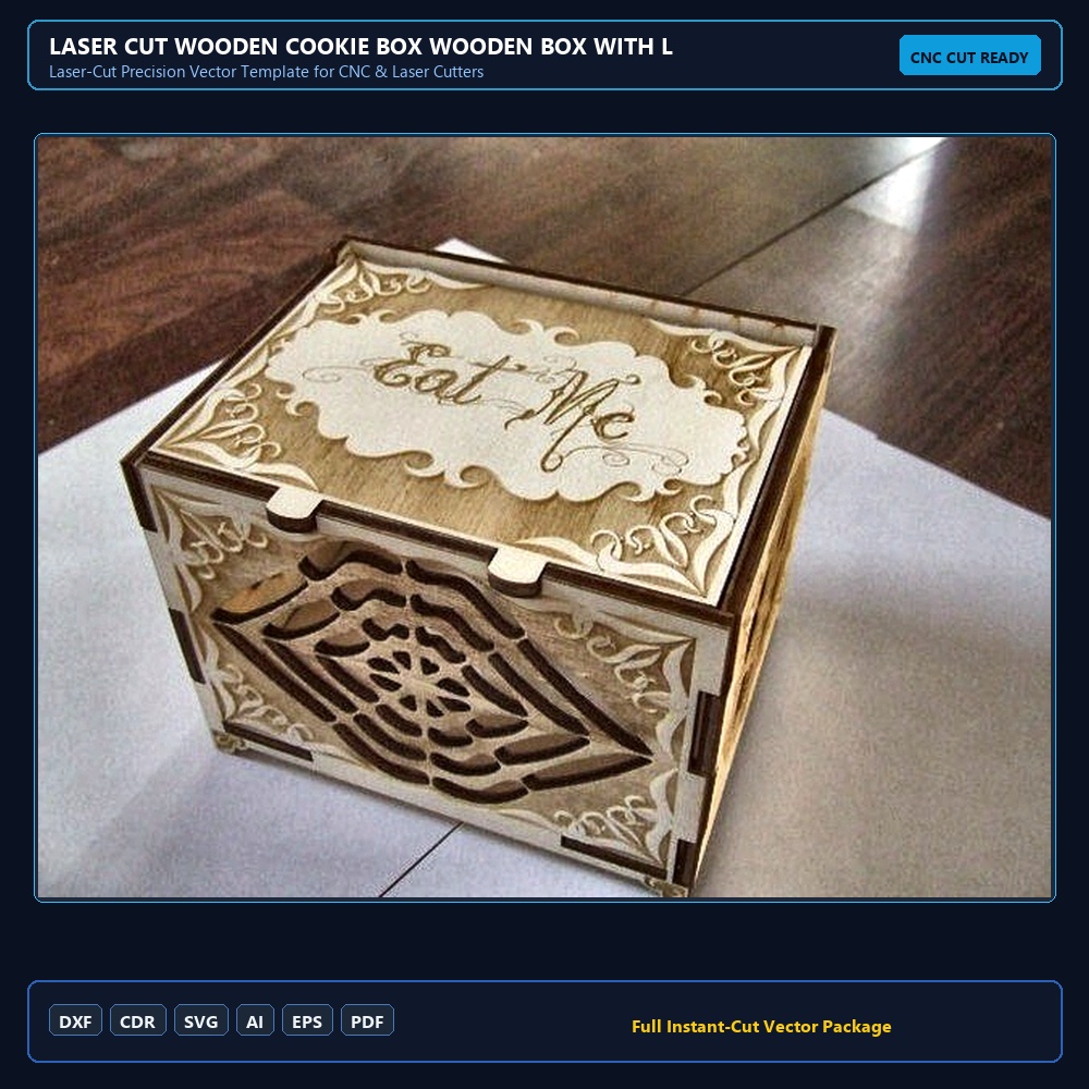 Laser Cut Wooden Cookie Box Wooden Box With Lid