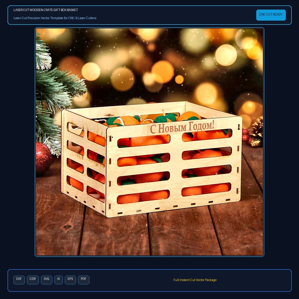 Laser Cut Wooden Crate Gift Box Basket