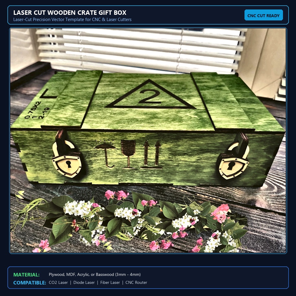 Laser Cut Wooden Crate Gift Box View 2