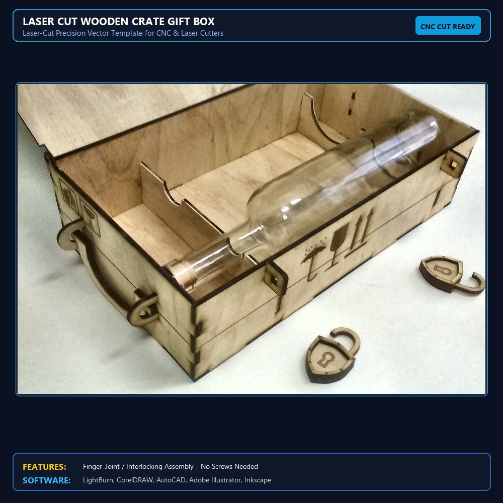 Laser Cut Wooden Crate Gift Box View 3