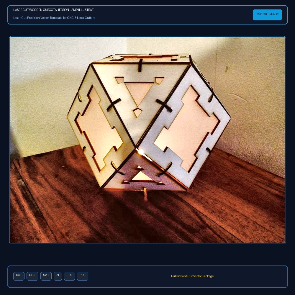 Laser Cut Wooden Cuboctahedron Lamp Illustration (.ai) vector file free download - 3axis.co