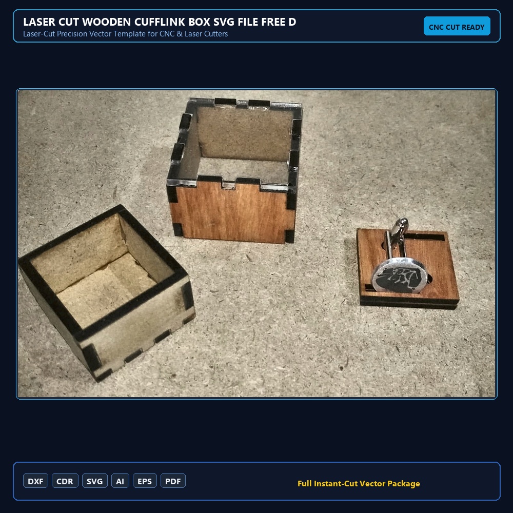 Laser Cut Wooden Cufflink Box SVG File Free Download - 3axis.co