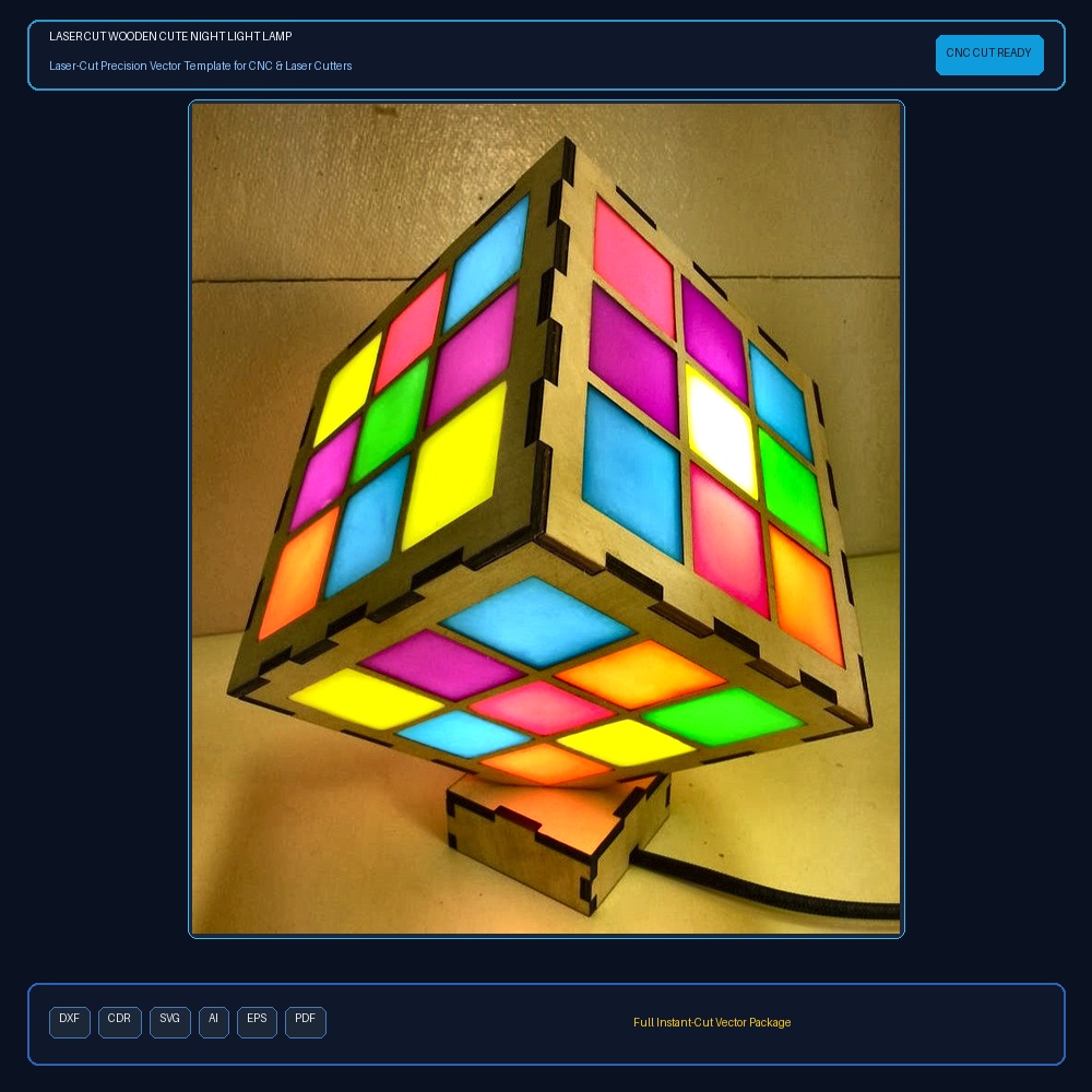 Laser Cut Wooden Cute Night Light Lamp