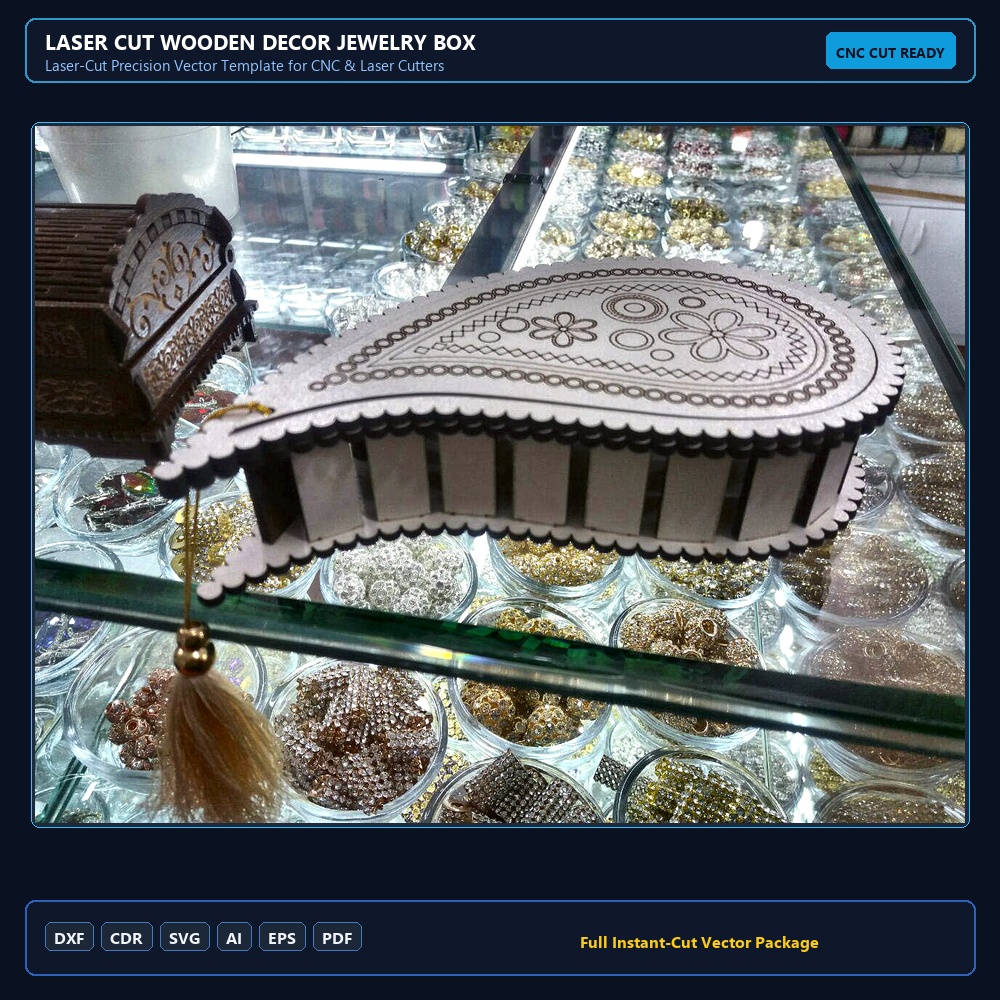 Laser Cut Wooden Decor Jewelry Box