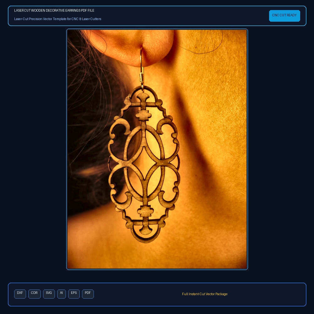 Laser Cut Wooden Decorative Earrings PDF File Free Download - 3axis.co