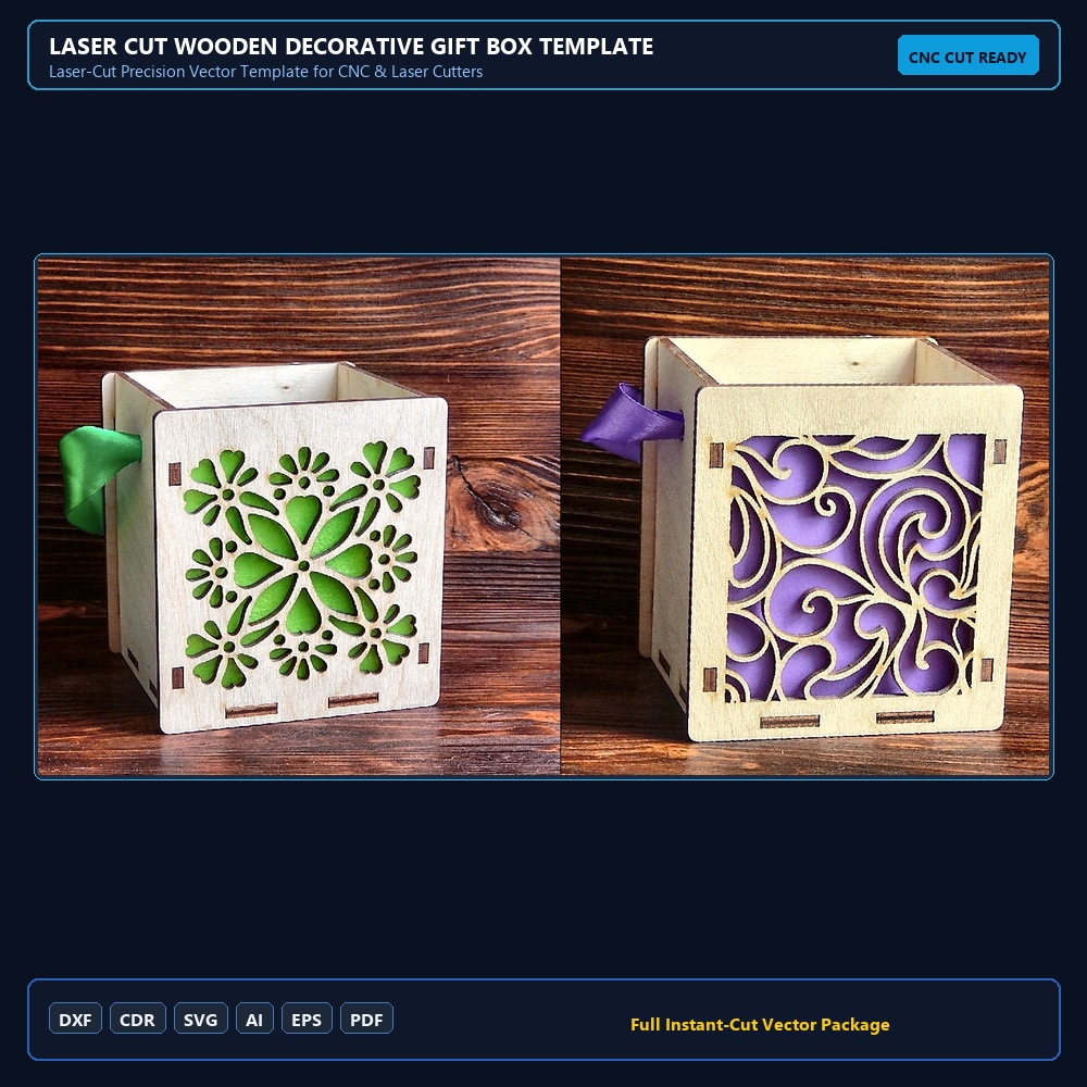 Laser Cut Wooden Decorative Gift Box Template