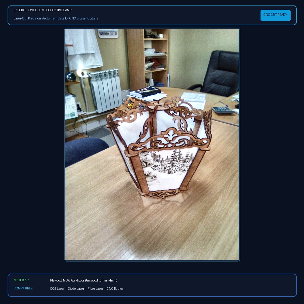 Laser Cut Wooden Decorative Lamp View 2
