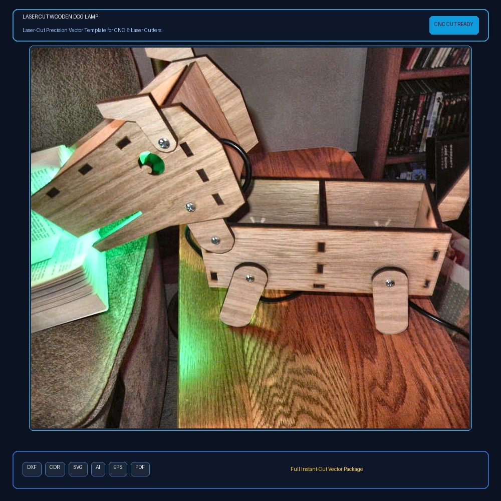 Laser Cut Wooden Dog Lamp