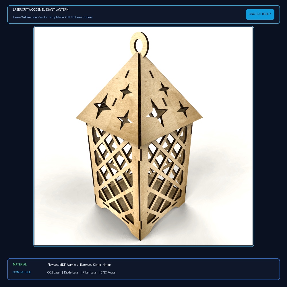 Laser Cut Wooden Elegant Lantern View 2