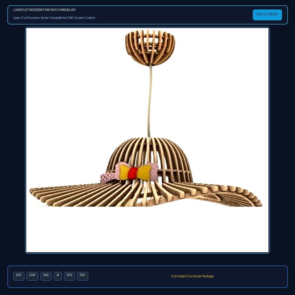Laser Cut Wooden Fantasy Chandelier