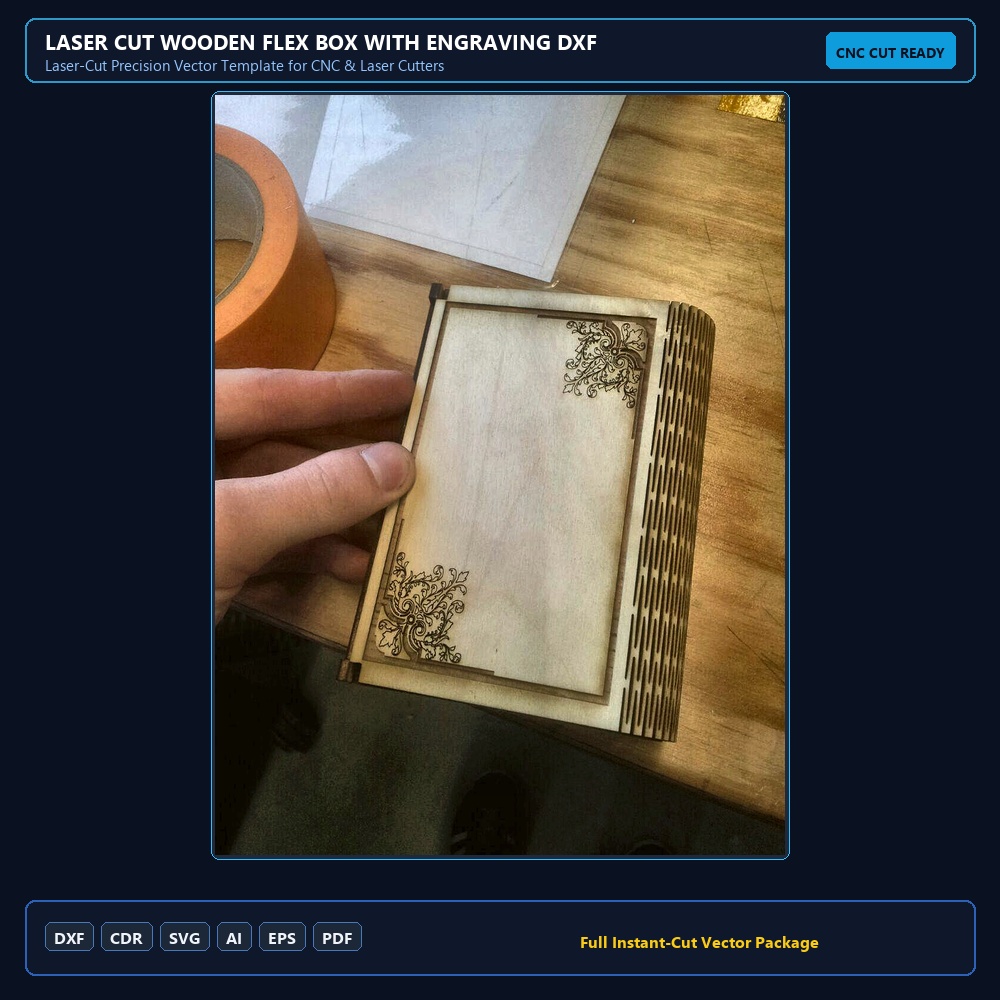 Laser Cut Wooden Flex Box With Engraving DXF File Free Download - 3axis.co
