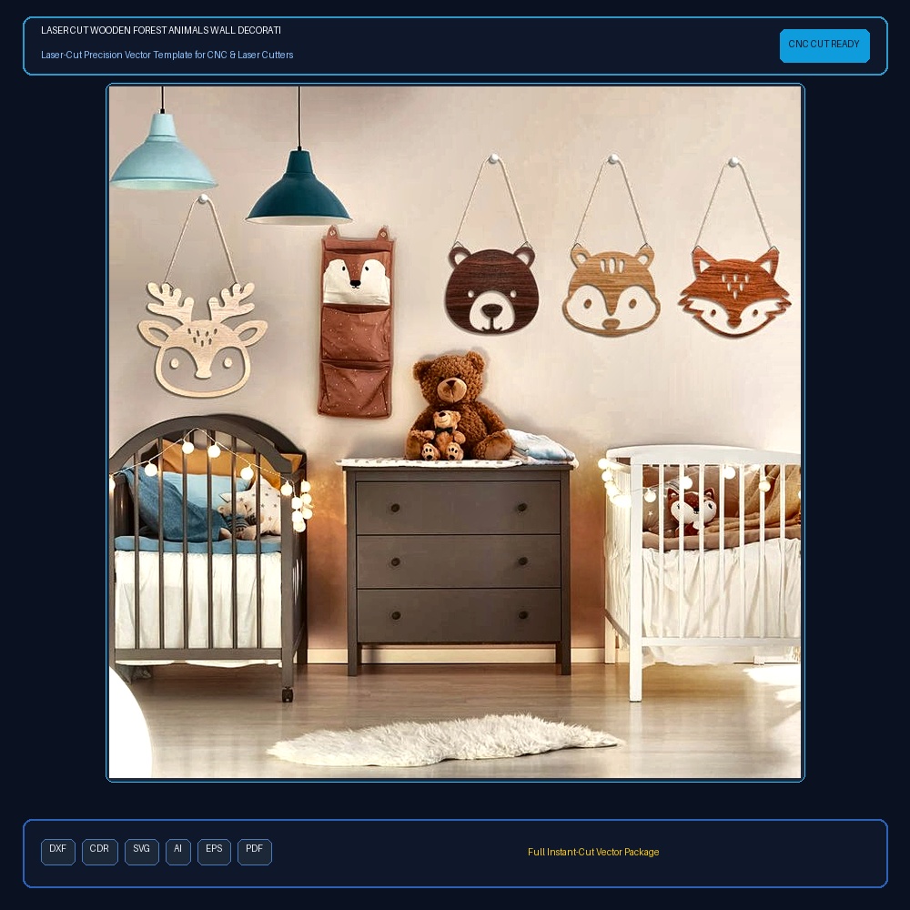 Laser Cut Wooden Forest Animals Wall Decoration