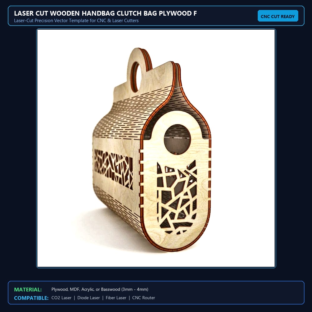 Laser Cut Wooden Handbag Clutch Bag Plywood Fashion Women Bag View 2