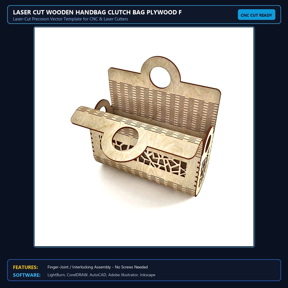 Laser Cut Wooden Handbag Clutch Bag Plywood Fashion Women Bag View 3