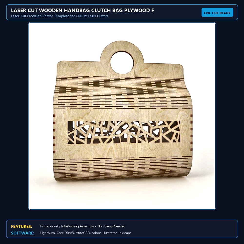 Laser Cut Wooden Handbag Clutch Bag Plywood Fashion Women Bag View 4