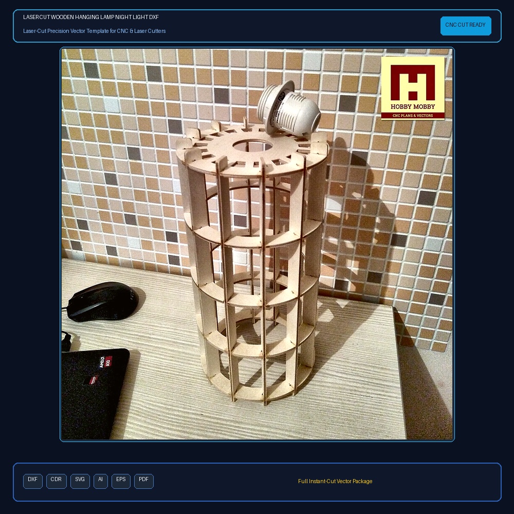 Laser Cut Wooden Hanging Lamp Night Light DXF File Free Download - 3axis.co