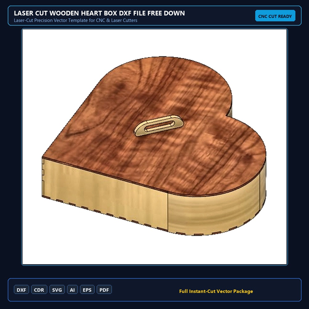 Laser Cut Wooden Heart Box DXF File Free Download - 3axis.co