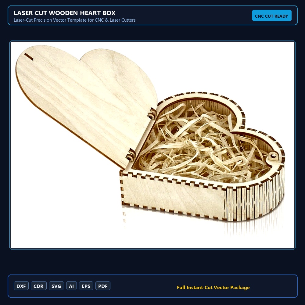 Laser Cut Wooden Heart Box