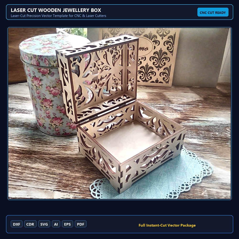 Laser Cut Wooden Jewellery Box